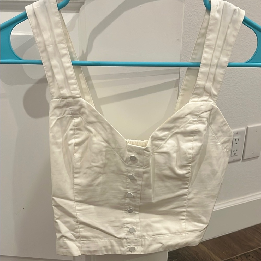 Abercrombie & Fitch White Sleeveless Bustier Tank Top